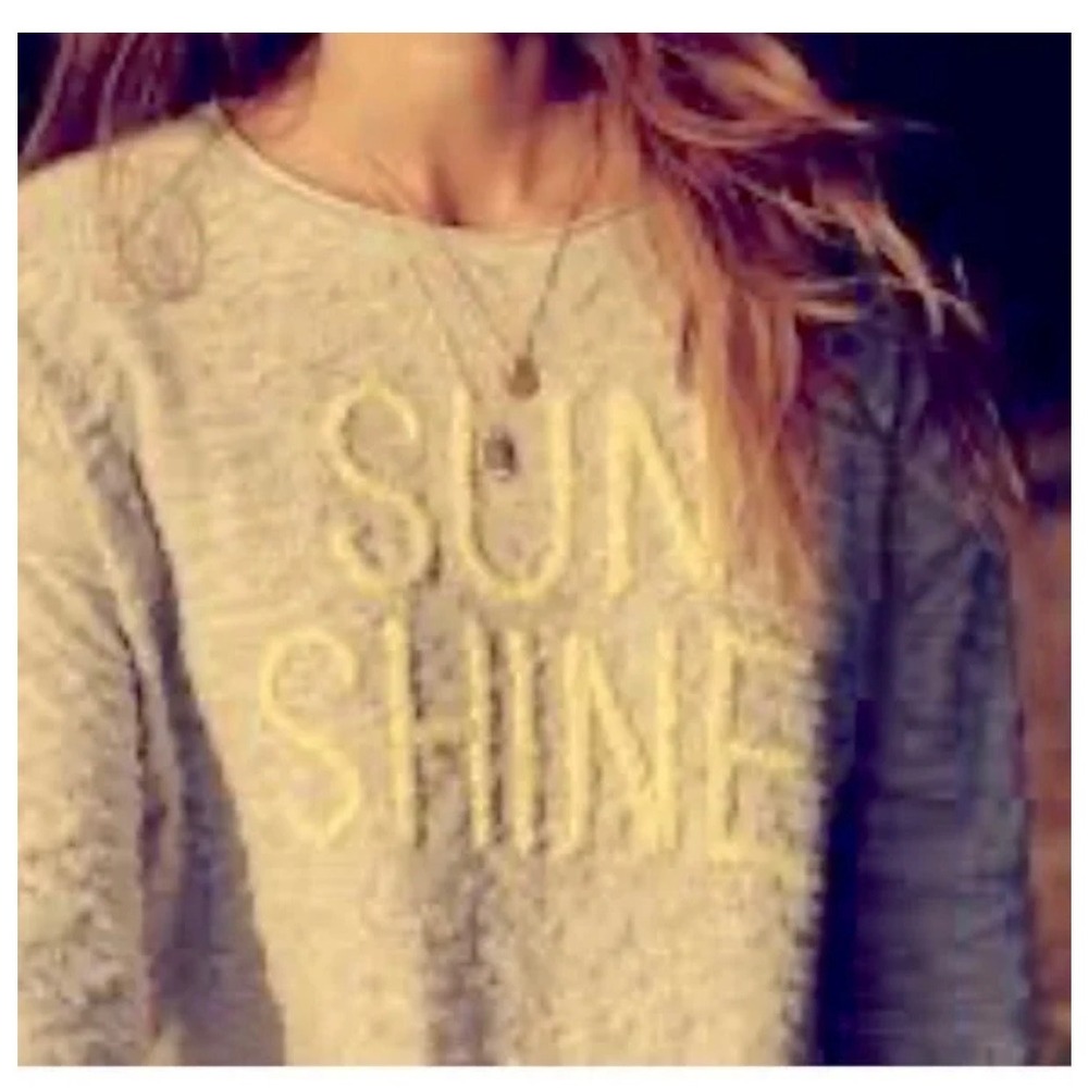 C18 Lisa Todd Sunshine White Textured Knit Graphic Sweater Top Womens Size Small